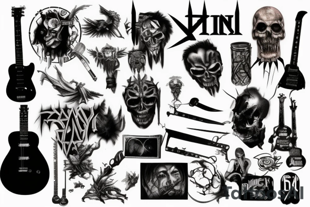 Rock, heavy metal, guitar tattoo idea