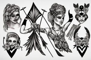 Warrior girl with bow and arrow tattoo idea