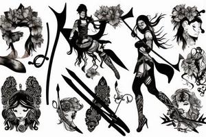 Warrior girl with bow and arrow tattoo idea