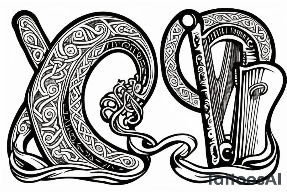 irish harp tattoo idea