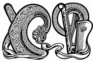 irish harp tattoo idea