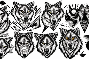 Wolves surrounding a trident tattoo idea