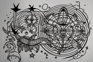 Pisces sign
Trident
Moon
Pisces constellation tattoo idea