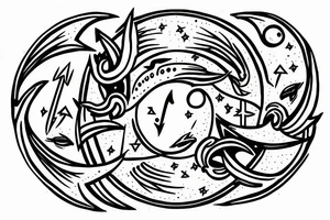 Pisces sign
Trident
Moon
Pisces constellation tattoo idea
