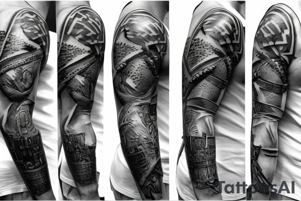 roman centurion sleeve tattoo idea