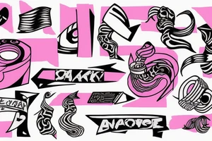 only one pink tape with shadows which walks around the left arm with no other tattoos tattoo idea