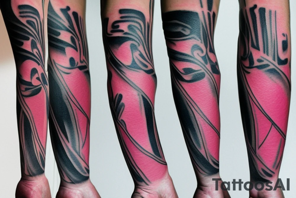 only one pink tape with shadows which walks around the left arm with no other tattoos tattoo idea