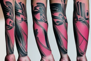 only one pink tape with shadows which walks around the left arm with no other tattoos tattoo idea