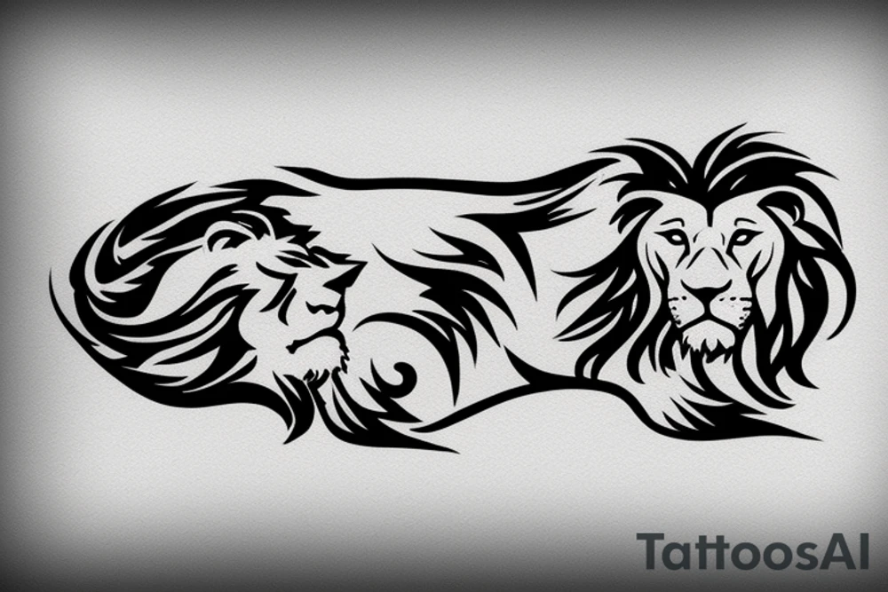 lion laying on the ground tattoo idea