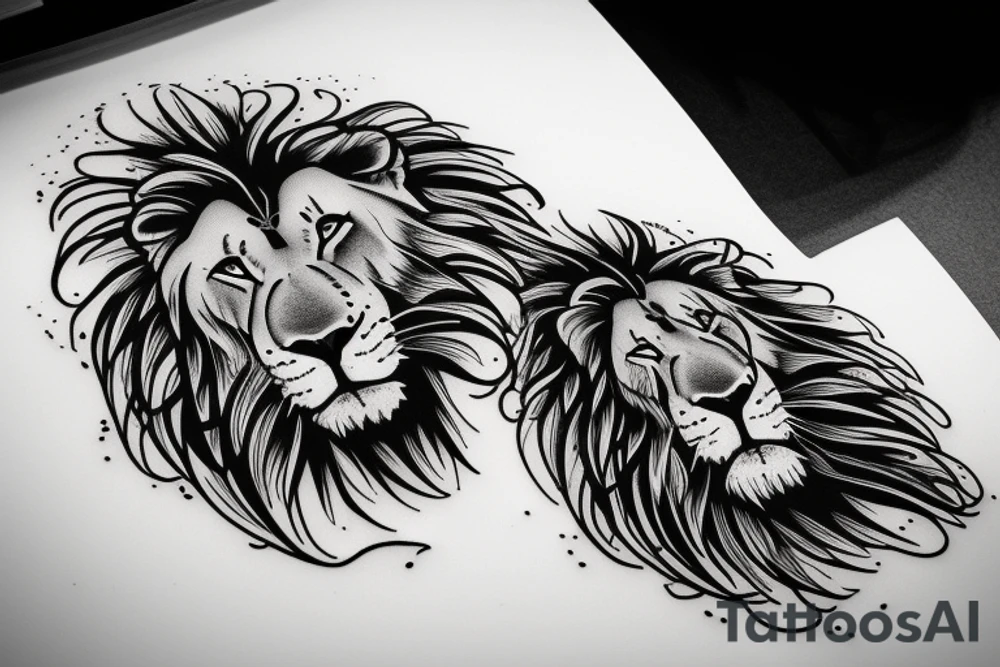 lion laying on the ground tattoo idea