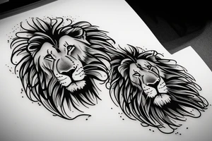 lion laying on the ground tattoo idea