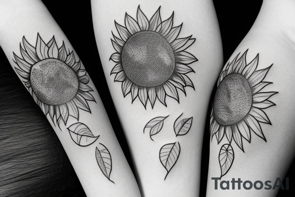 Shining bright sun merged with a sunflower tattoo idea
