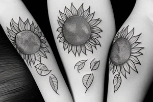 Shining bright sun merged with a sunflower tattoo idea