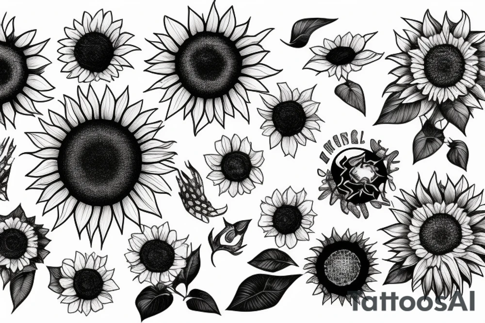 Shining bright sun merged with a sunflower tattoo idea