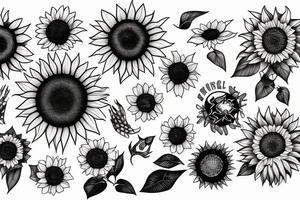 Shining bright sun merged with a sunflower tattoo idea