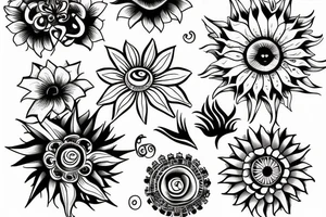 Sun and flower merged tattoo idea