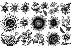 Sun and flower merged tattoo idea