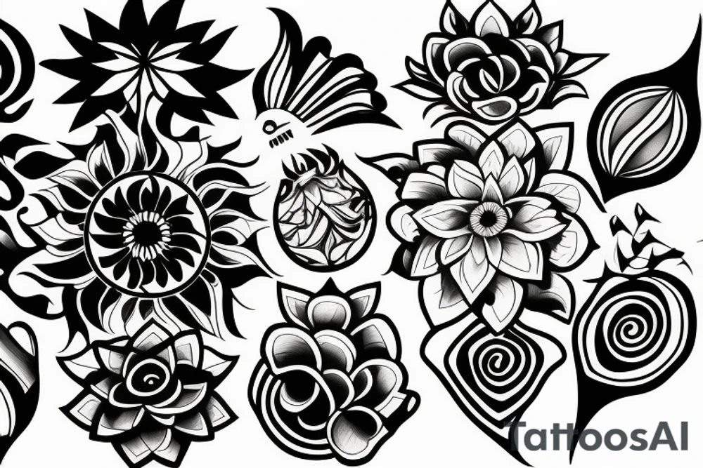 Sun and flower merged tattoo idea