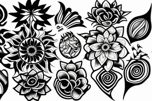 Sun and flower merged tattoo idea