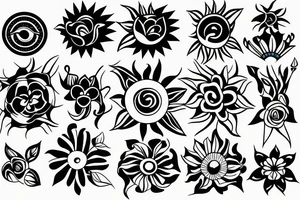 Sun and flower merged tattoo idea