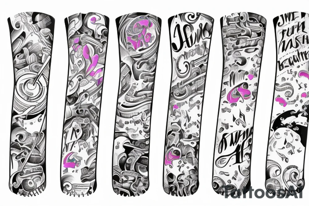 Wrist band that reflects music addiction recovery and serenity tattoo idea