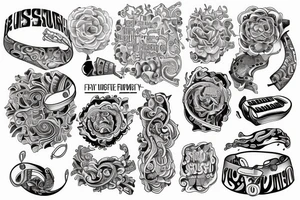 Wrist band that reflects music addiction recovery and serenity tattoo idea