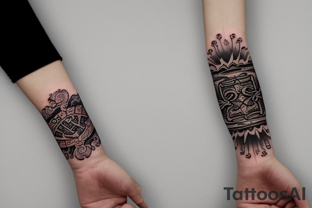 Wrist band that reflects music addiction recovery and serenity tattoo idea