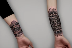 Wrist band that reflects music addiction recovery and serenity tattoo idea