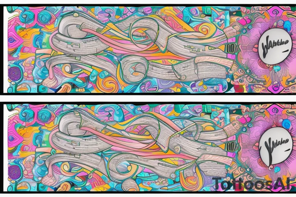 Wrist band that reflects music addiction recovery and serenity tattoo idea