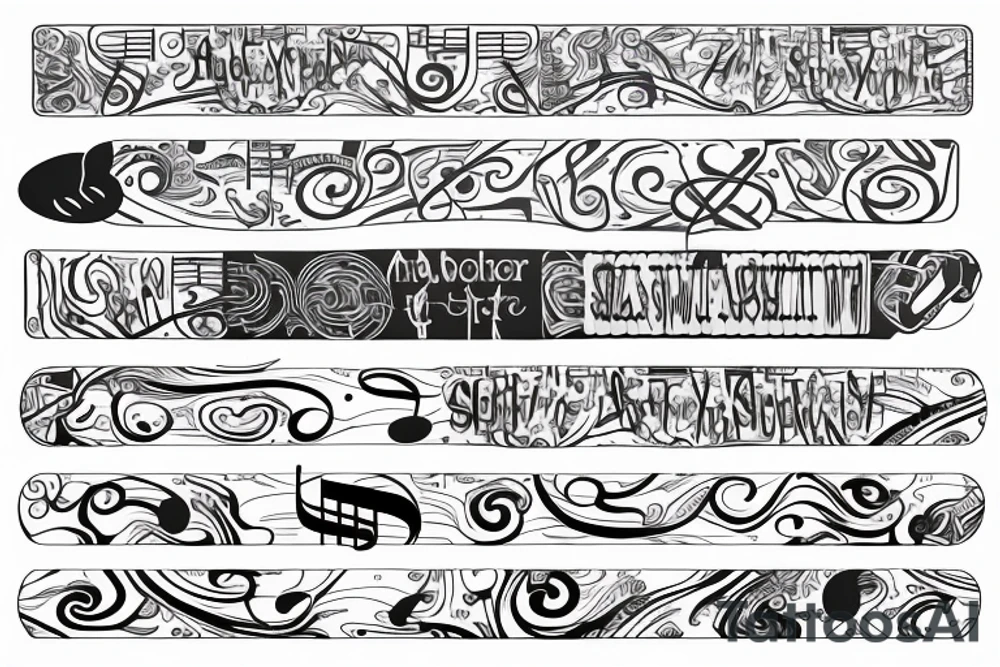 Wrist band that reflects music addiction recovery and serenity tattoo idea