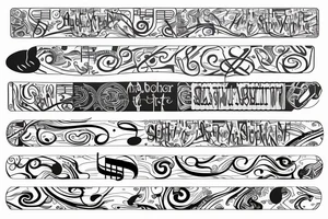 Wrist band that reflects music addiction recovery and serenity tattoo idea