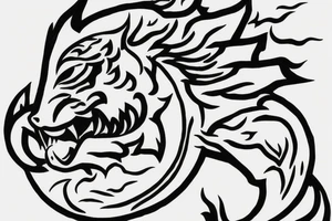 flaming tiger protecting a seven chakra with dragon help tattoo idea