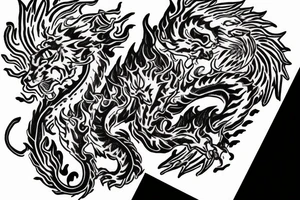 flaming tiger protecting a seven chakra with dragon help tattoo idea