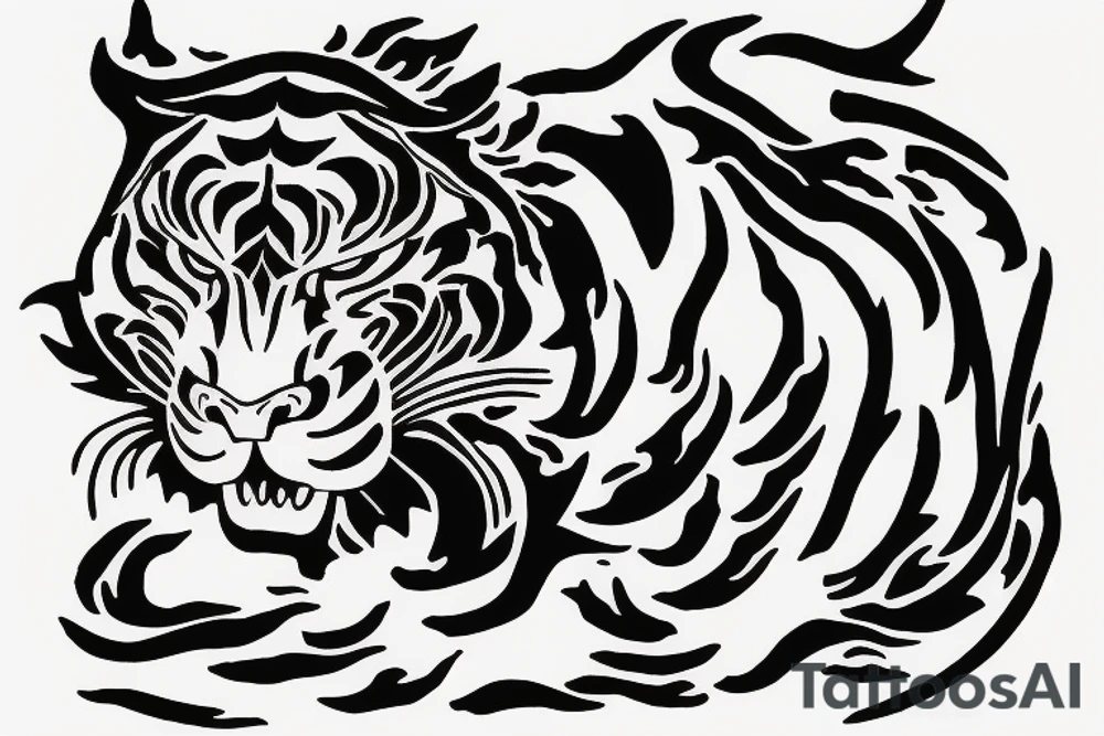 flaming tiger protecting a seven chakra tattoo idea