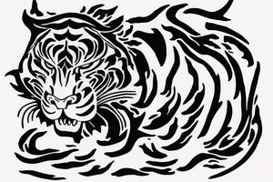 flaming tiger protecting a seven chakra tattoo idea