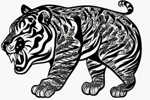 flaming tiger protecting a seven chakra tattoo idea
