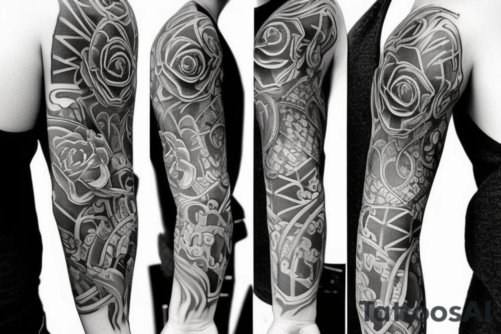 Full arm dark tattoo tattoo idea