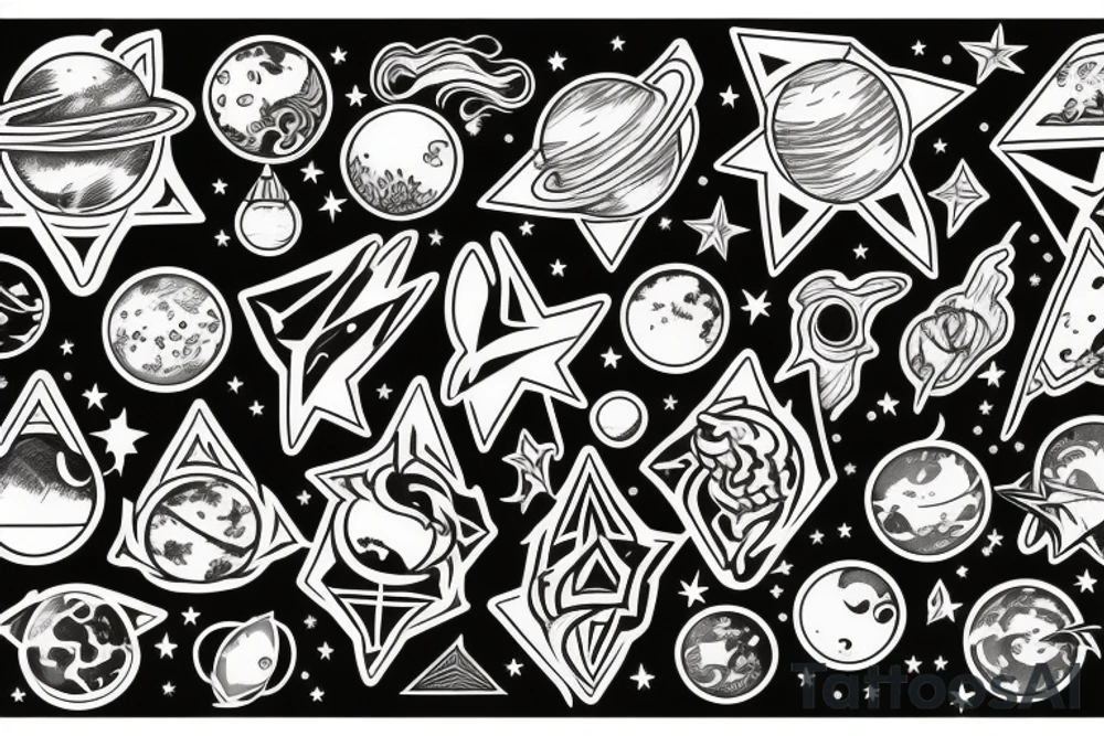wizard, stars, planets tattoo idea