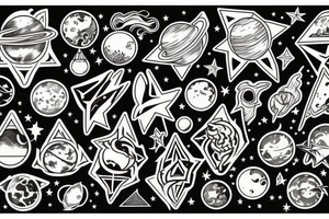 wizard, stars, planets tattoo idea