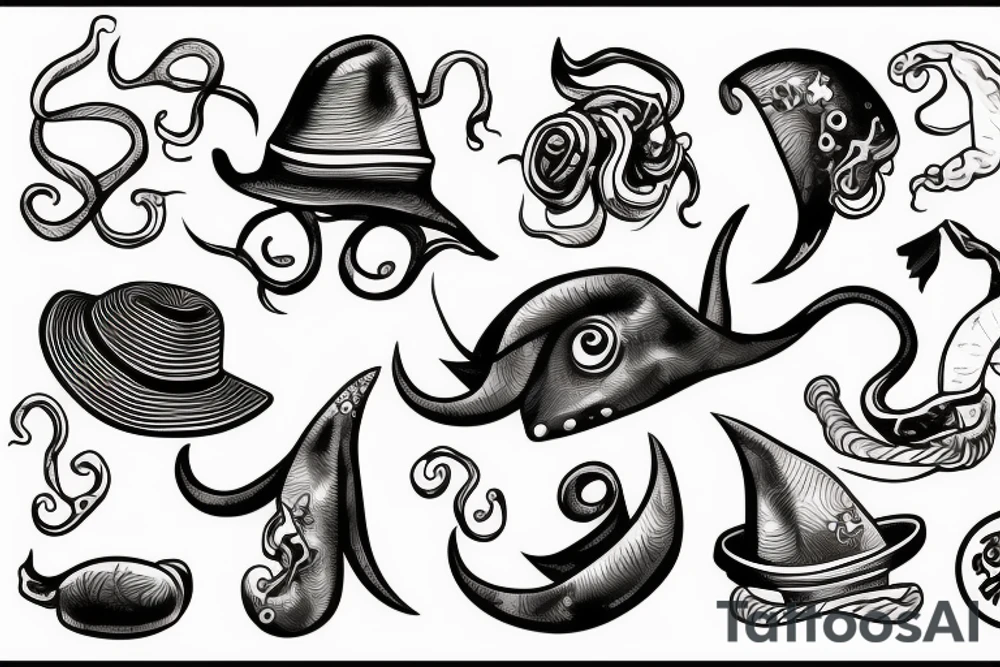 Squid with a hat tattoo idea