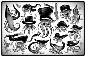 Squid with a hat tattoo idea