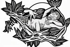 Man asleep in a tree tattoo idea