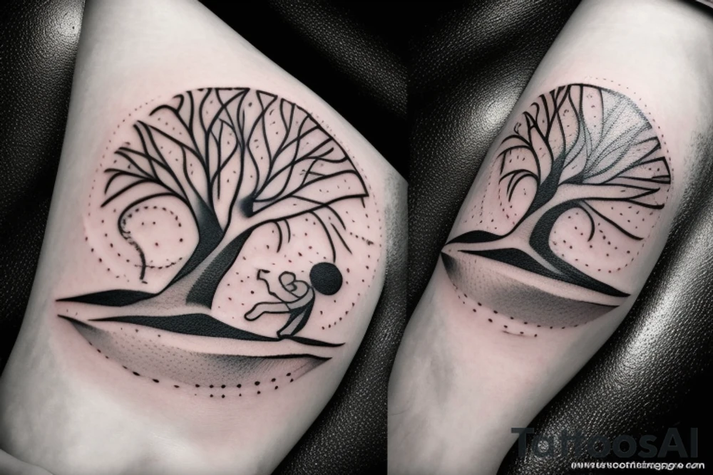 Man asleep in a tree tattoo idea