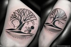 Man asleep in a tree tattoo idea