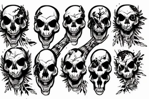 A skull getting cracked open by two skeleton hands and a black monster crwaling out of the skull tattoo idea