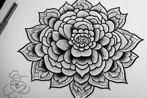 Symmetrical peony flower mandala drawing tattoo idea
