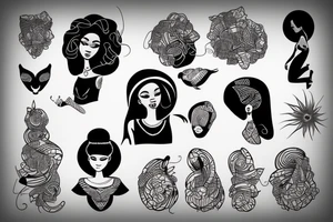 African girl, vector art tattoo idea