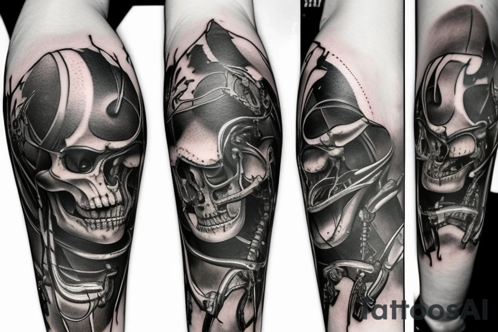 tattoo for the forearm, that the skin is torn and a mechanical skeleton can be seen, coming out of the interior a mechanical scorpion that was the one that tore the skin tattoo idea