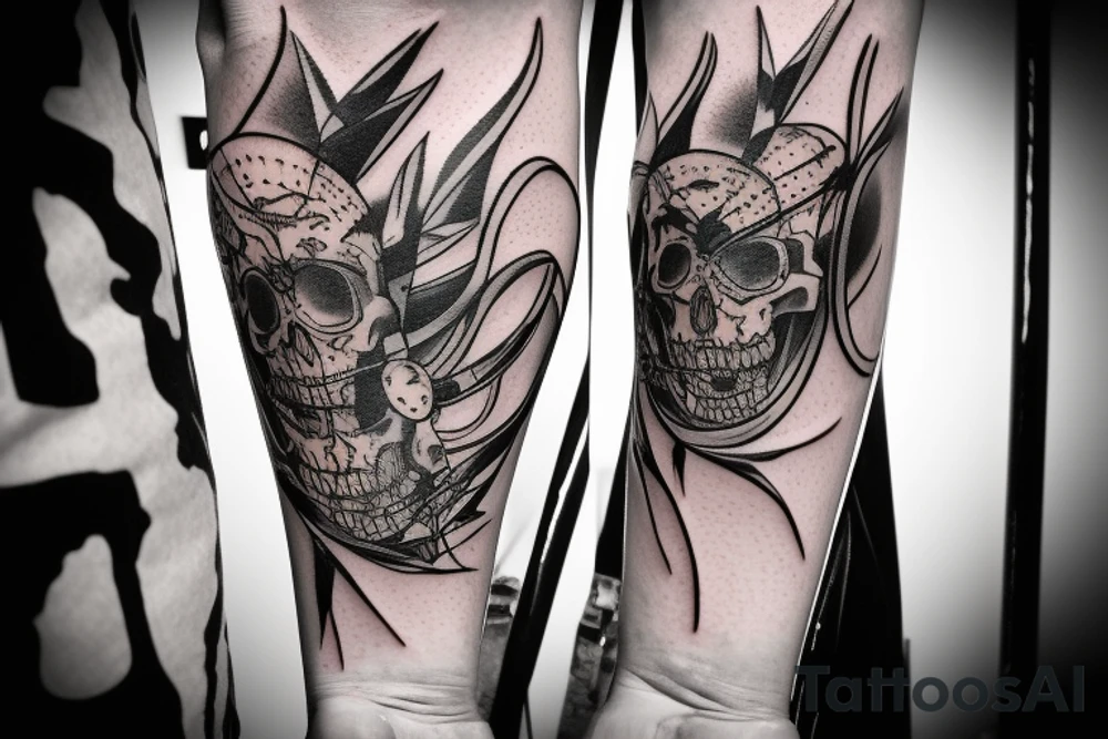 tattoo for the forearm, that the skin is torn and a mechanical skeleton can be seen, coming out of the interior a mechanical scorpion that was the one that tore the skin tattoo idea