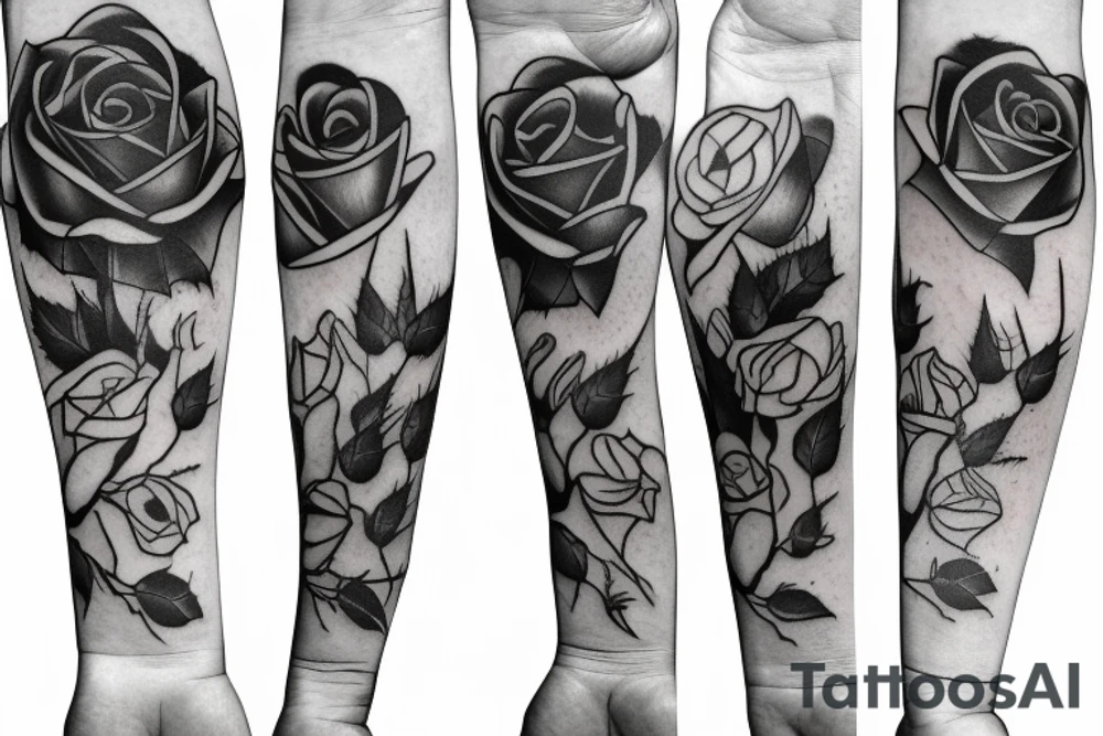 Rose and thorns arm tattoo idea